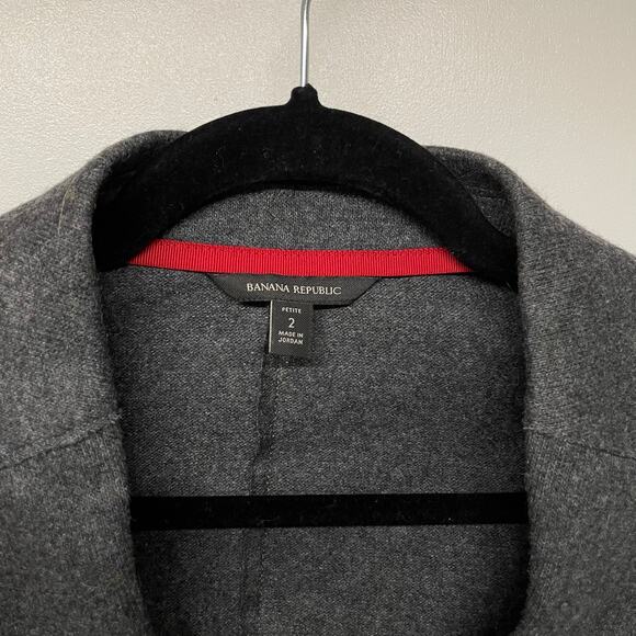 Banana Republic Gray Wool Unstructured Blazer Jacket Size 2P Petite Career - Picture 5 of 8